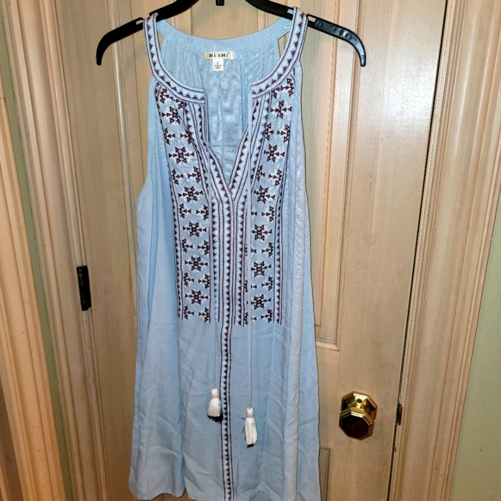 Misses sz L Miami Blue sundress with Tassels Francesca Like New Boho - Picture 1 of 5